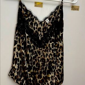 Leopard Print Cami Top with Lace Trim